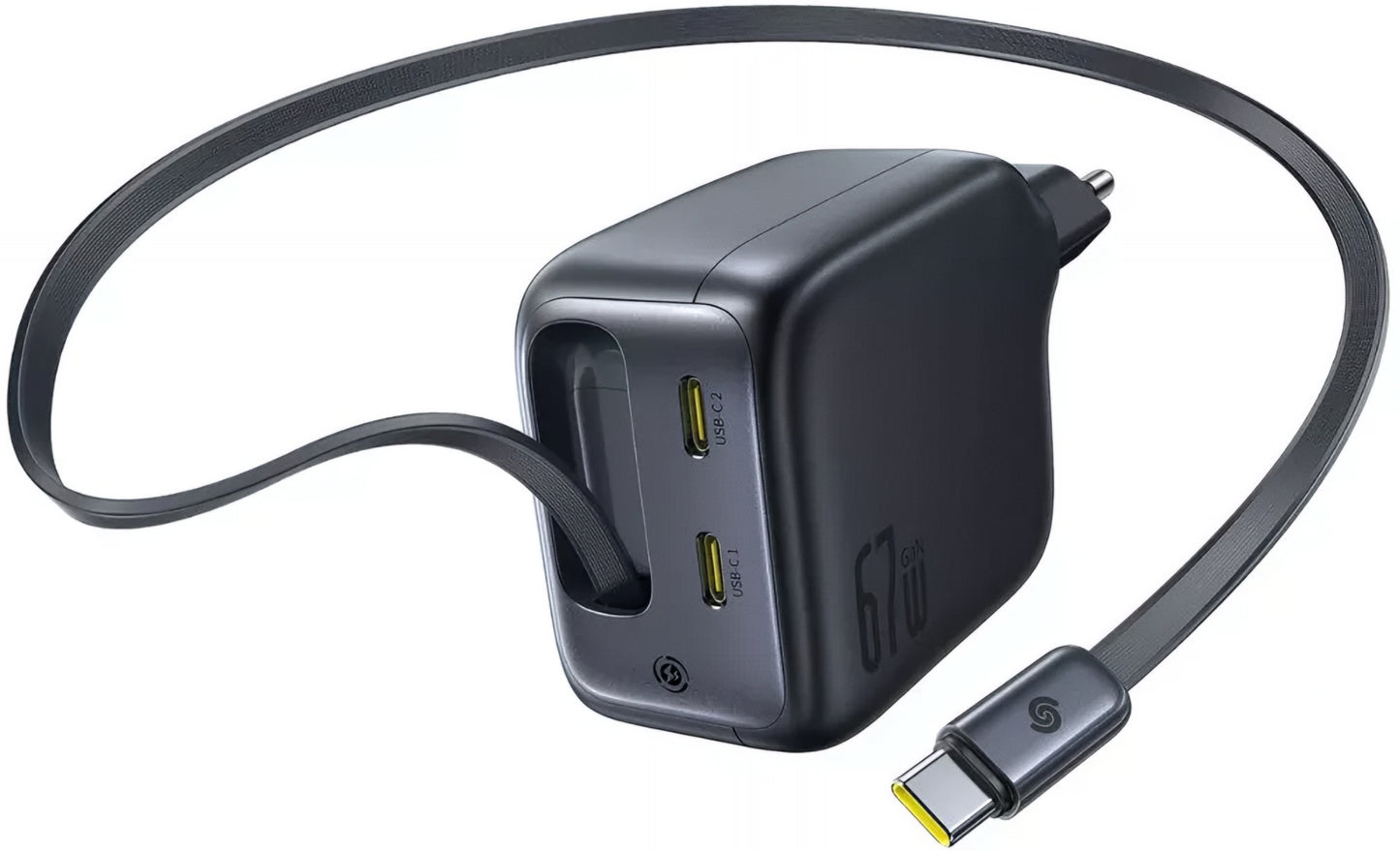 Punjač mreže sa USB-C kablom Baseus EnerCore CJ11, 67W, 3.35A, 2 x USB-C, Crni E0121E00