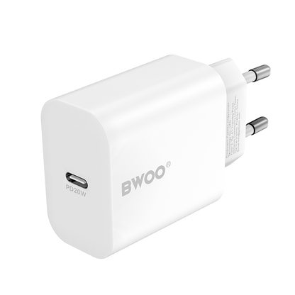 Punjač za mrežu sa USB-C kablom BWOO CDA233, 20W, 3A, 1 x USB-C, Beli