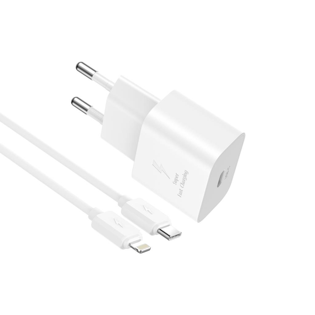 Mrežni punjač sa Lightning kablom XO Design L167, 25W, 3A, 1 x USB-C, Bela