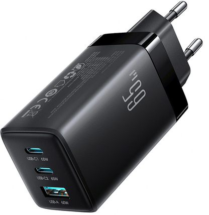 Punjač za mrežu sa USB-C kablom Joyroom JR-TG10, 65W, 3.25A, 1 x USB-A - 2 x USB-C, Crna