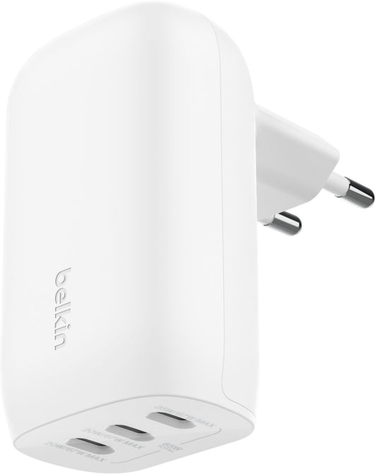 Punjač za mrežu sa USB-C kablom Belkin BoostCharge, 67W, 3A, 3 x USB-C, Bela WCC002vf2MWH-B6