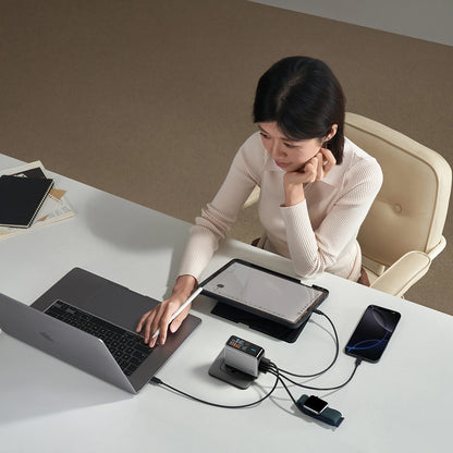 Punjač za mrežu sa USB-C kablom Cuktech AD1204U Display, 120W, 6A, 1 x USB-A - 2 x USB-C, Srebrni