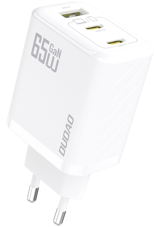 Punjač za mrežu sa USB-C kablom Dudao A29C, 65W, 3.25A, 1 x USB-A - 2 x USB-C, Bela