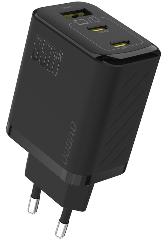 Punjač za mrežu sa USB-C kablom Dudao A29C, 65W, 3.25A, 1 x USB-A - 2 x USB-C, Crna