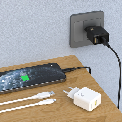 Punjač za mrežu sa Lightning kablom Dudao A23LEU, 30W, 2.4A, 1 x USB-A, Bela