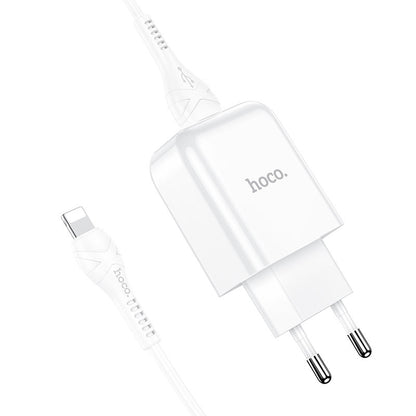 Punjač za mrežu sa Lightning kablom HOCO N2, 10W, 2A, 1 x USB-A, Bela