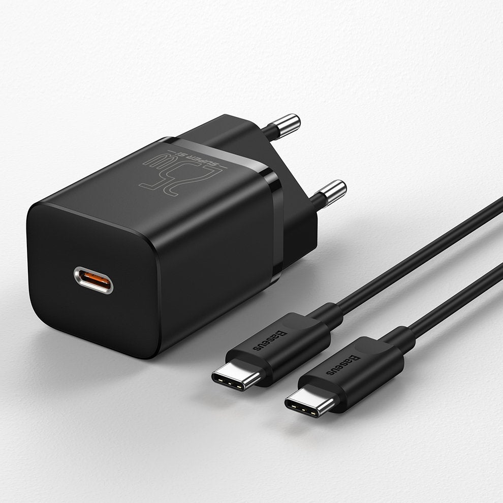 Punjač za mrežu sa USB-C kablom Baseus Super Si, 25W, 3A, 1 x USB-C, crni TZCCSUP-L01