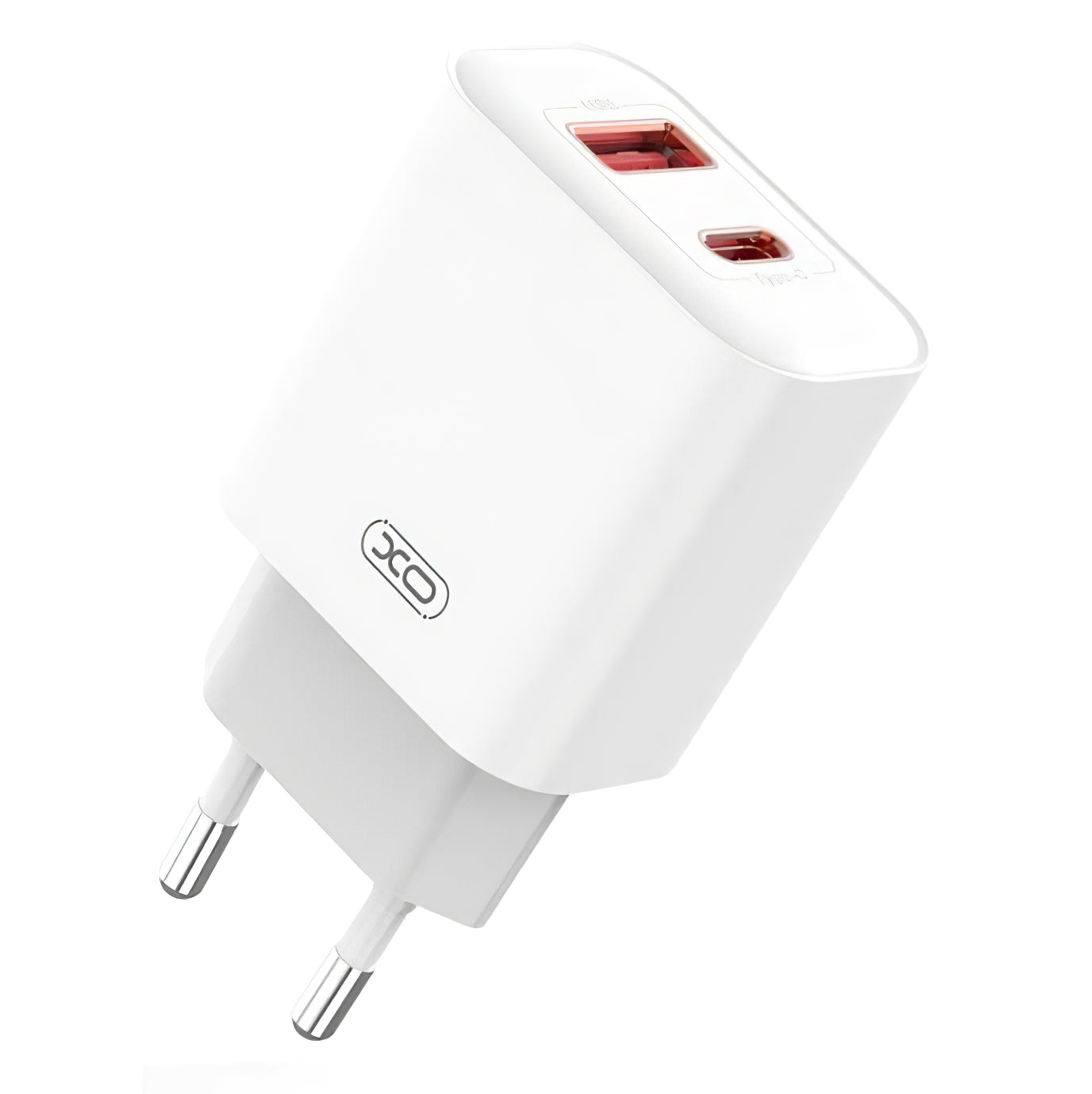 Punjač za mrežu sa Lightning kablom XO Design CE12, 20W, 3A, 1 x USB-A - 1 x USB-C, Beli