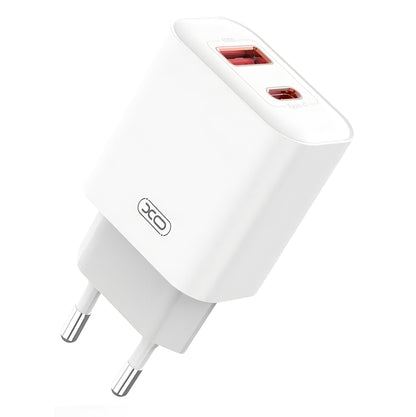 Punjač za mrežu sa Lightning kablom XO Design CE12, 20W, 3A, 1 x USB-A - 1 x USB-C, Beli