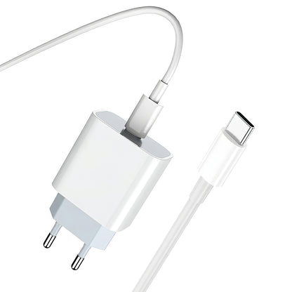 Punjač za mrežu sa USB-C kablom Prestico F8S, 20W, 3A, 1 x USB-C, Bela