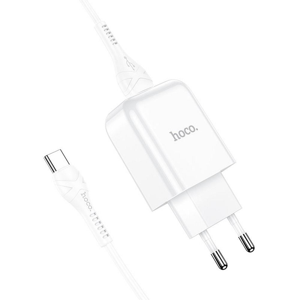 Punjač za mrežu s USB-C kabelom HOCO N2, 10W, 2.1A, 1 x USB-A, Bijeli