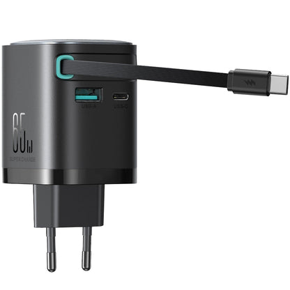 Punjač za mrežu s USB-C kabelom Joyroom JR-TCL02, 65W, 3A, 1 x USB-A - 1 x USB-C, crni