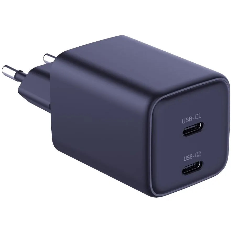 Punjač za mrežu sa USB-C kablom 3MK HyperCharger, 45W, 3A, 2 x USB-C, Crni