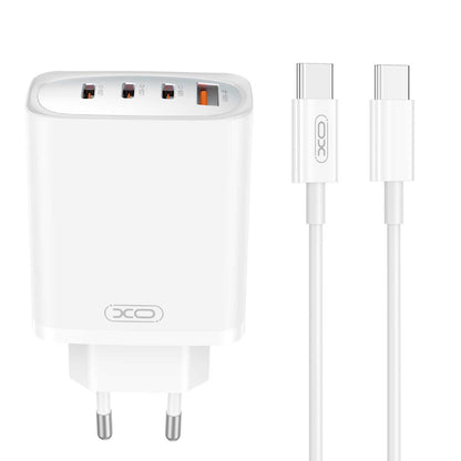 Punjač za mrežu sa USB-C kablom XO Design CE23, 65W, 3.25A, 1 x USB-A - 3 x USB-C, Beli