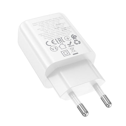 Punjač za mrežu HOCO N63, 30W, 3A, 1 x USB-A - 1 x USB-C, Beli