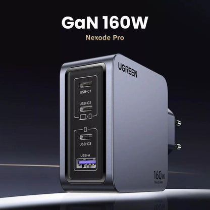 Punjač za mrežu sa USB-C kablom UGREEN X763 Nexode Pro, 160W, 3.25A, 1 x USB-A - 3 x USB-C, Sivi