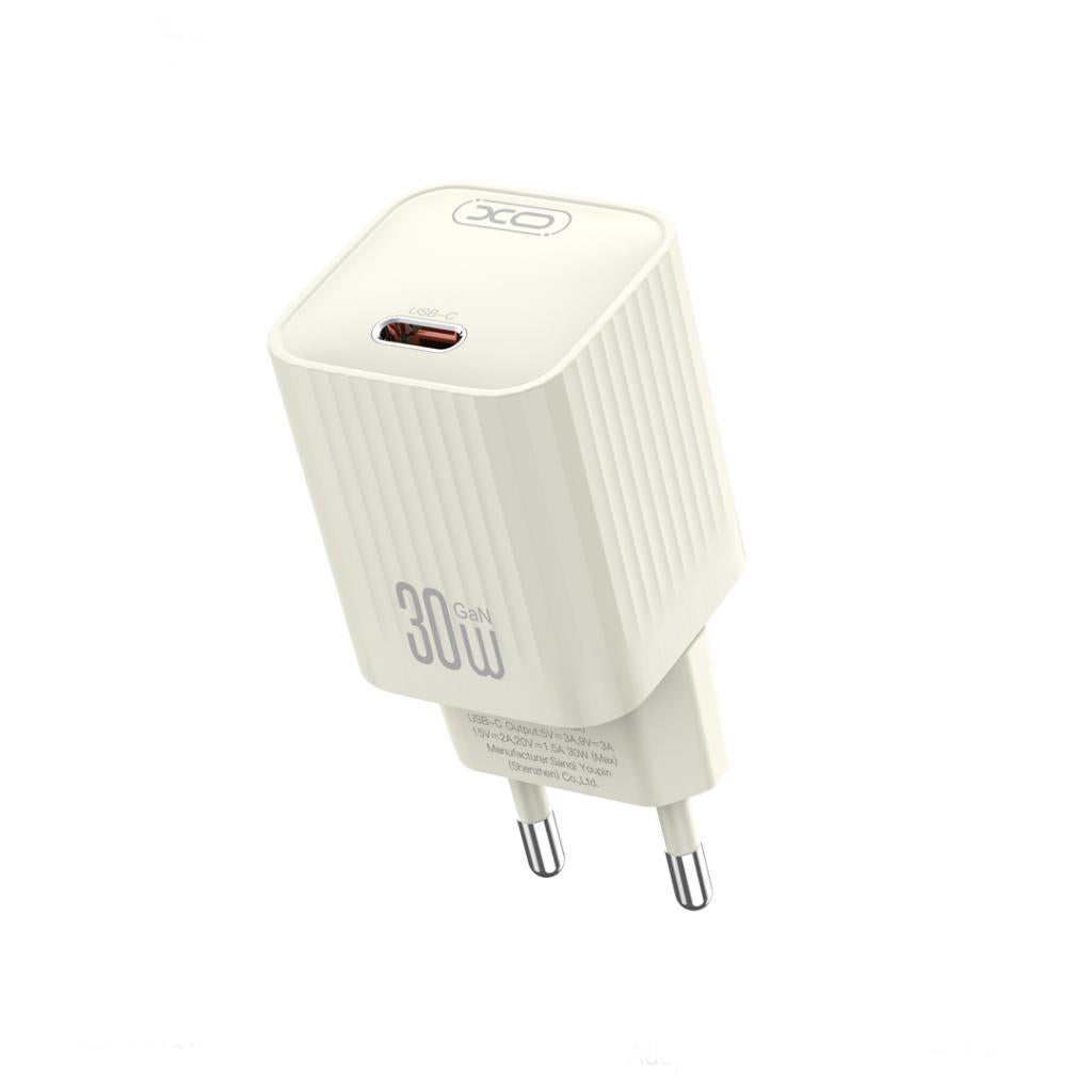 Punjač za mrežu sa USB-C kablom XO Design L148, 30W, 3A, 1 x USB-C, Bež