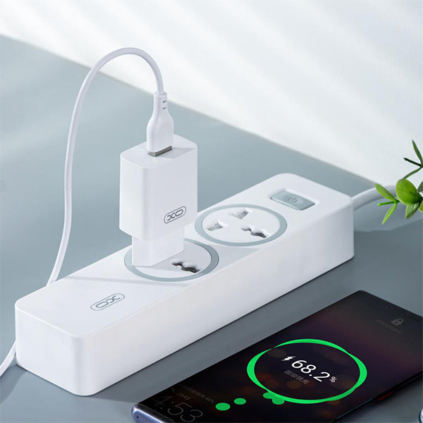 Punjač za mrežu sa microUSB kablom XO Design L99, 12W, 2.4A, 1 x USB-A, Beli