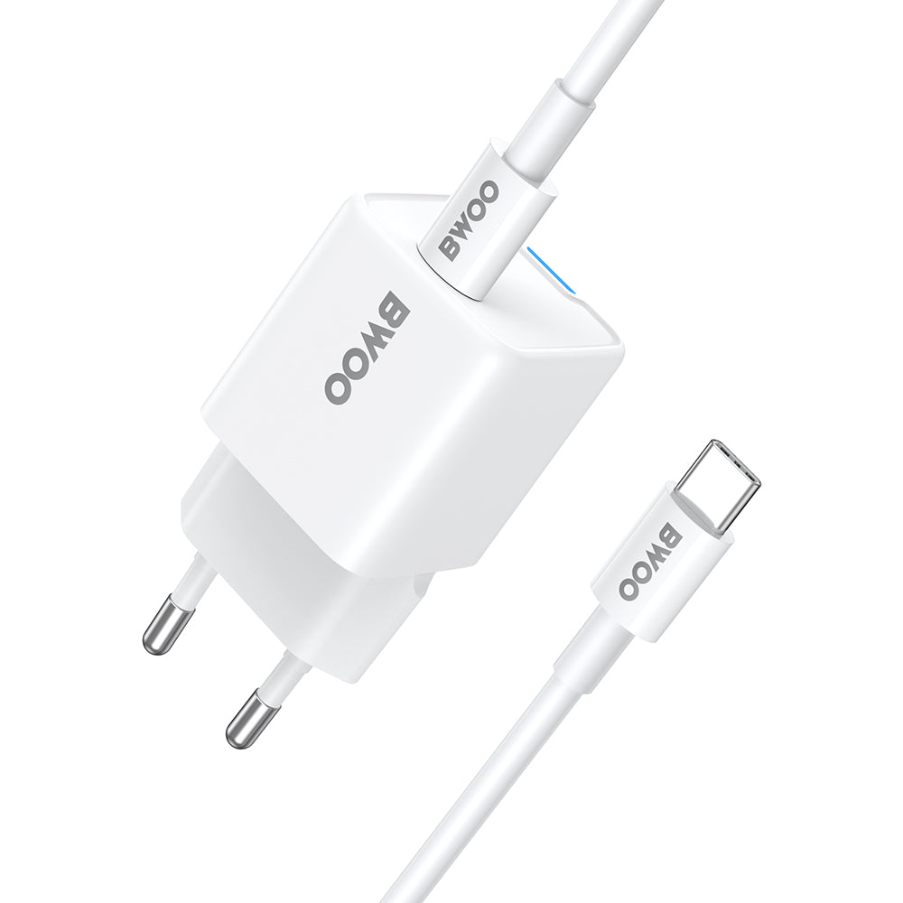 Punjač za mrežu sa USB-C kablom BWOO CDA211, 30W, 3A, 1 x USB-C, Bela
