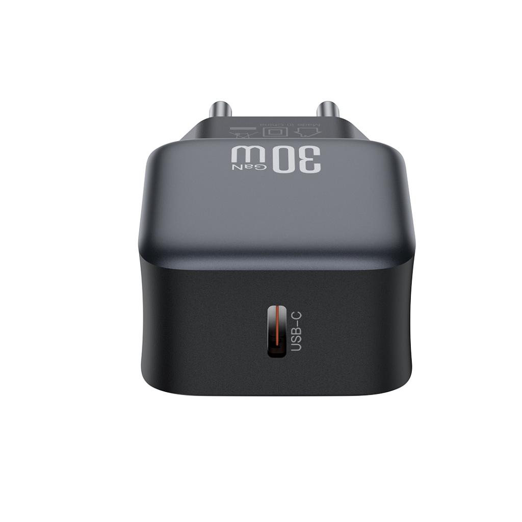 Punjač za mrežu sa Lightning kablom XO Design L155, 30W, 3A, 1 x USB-C, Crni
