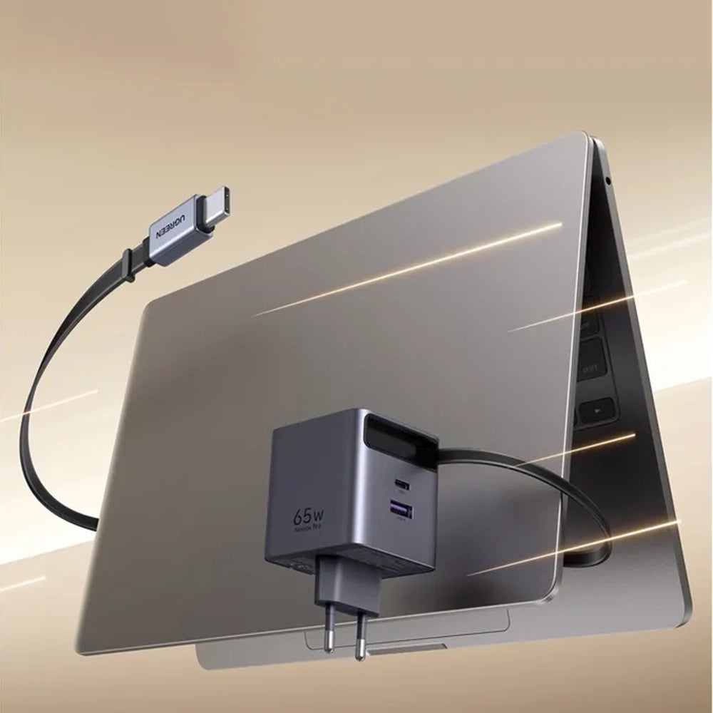 Punjač za mrežu sa USB-C kablom UGREEN X615, 65W, 3A, 1 x USB-A - 1 x USB-C, Sivi