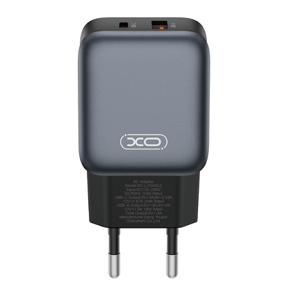 Punjač za mrežu sa Lightning kablom XO Design L154, 20W, 3A, 1 x USB-A - 1 x USB-C, Crni