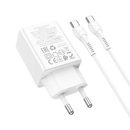 Punjač za mrežu sa USB-C kablom HOCO N71, 30W, 3A, 1 x USB-A - 1 x USB-C, Beli