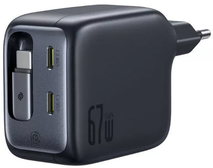 Punjač mreže sa USB-C kablom Baseus EnerCore CJ11, 67W, 3.35A, 2 x USB-C, Crni E0121E00