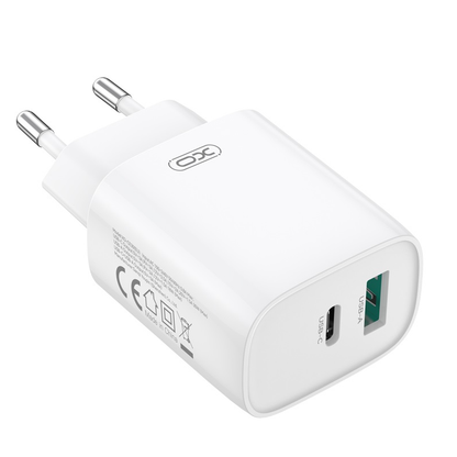 Punjač za mrežu sa Lightning kablom XO Design CE30, 30W, 3A, 1 x USB-A - 1 x USB-C, Beli