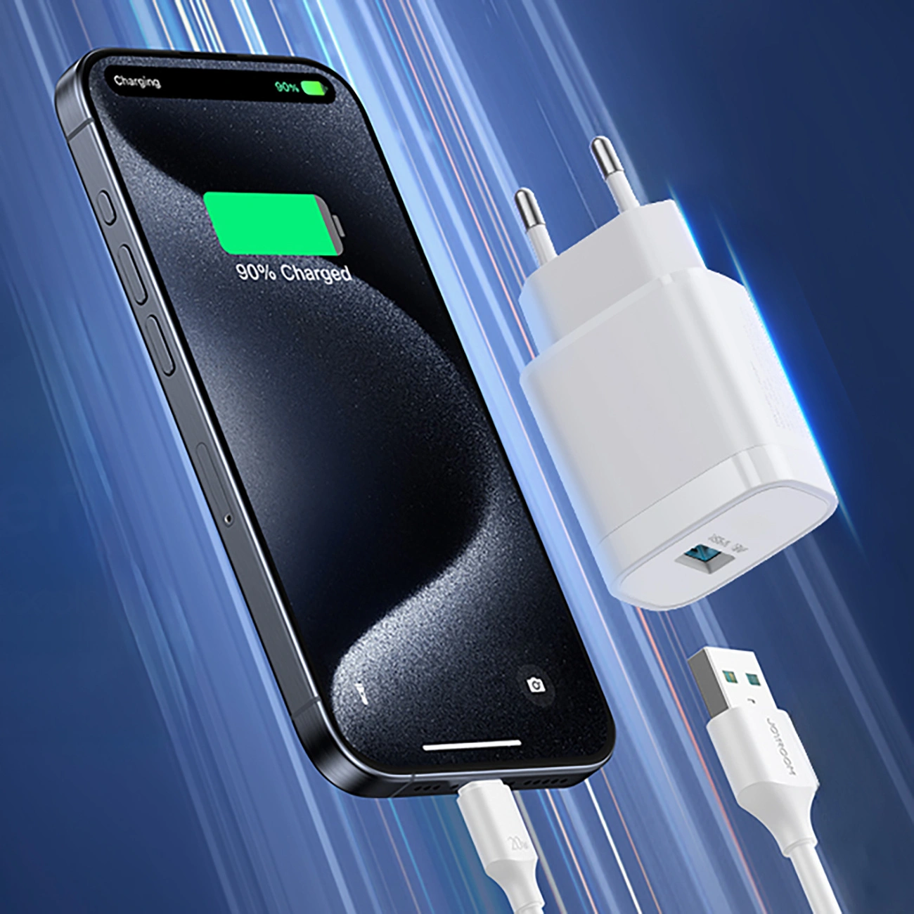 Punjač za mrežu sa USB-C kablom Joyroom JR-TF4, 18W, 3A, 1 x USB-A, Bela