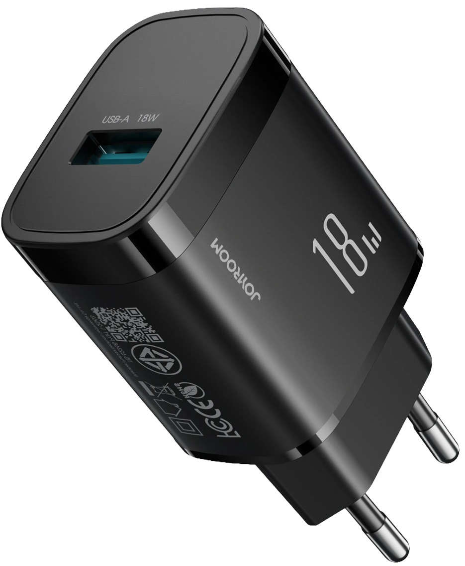 Punjač za mrežu sa USB-C kablom Joyroom JR-TF4, 18W, 3A, 1 x USB-A, Crni