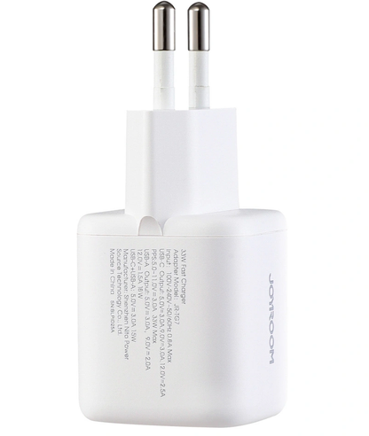Punjač za mrežu sa USB-C kablom Joyroom JR-TG7, 33W, 3A, 1 x USB-A - 1 x USB-C, Bela