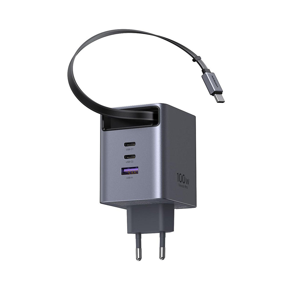 Mrežni punjač sa USB-C kablom UGREEN X616 (65828), 100W, 5A, 1 x USB-A - 3 x USB-C, Siva