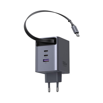 Mrežni punjač sa USB-C kablom UGREEN X616 (65828), 100W, 5A, 1 x USB-A - 3 x USB-C, Siva