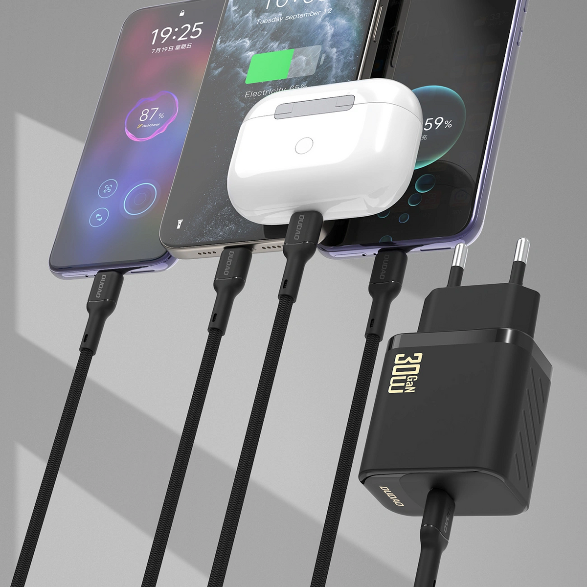 Punjač za mrežu sa USB-C kablom Dudao A27PCEU, 30W, 3A, 1 x USB-C, Crna