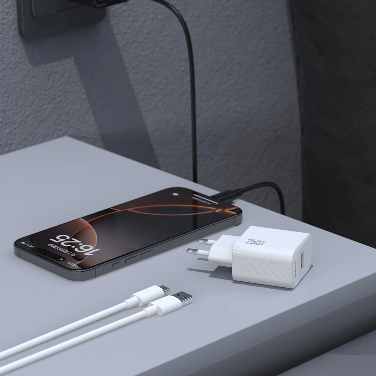 Punjač za mrežu sa USB-C kablom Dudao A27STEU, 25W, 3A, 1 x USB-A, Crna