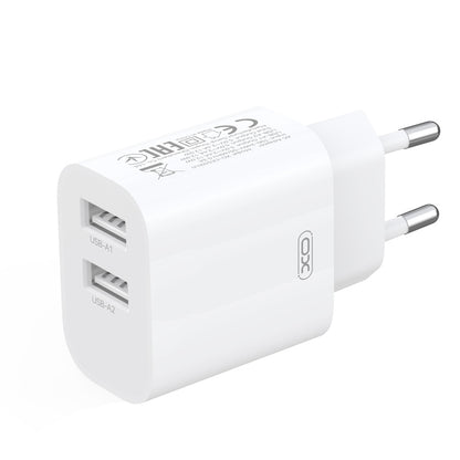 Mrežni punjač sa Lightning kablom XO Design CE55, 12 W, 2,4 A, 2 x USB-A, beli