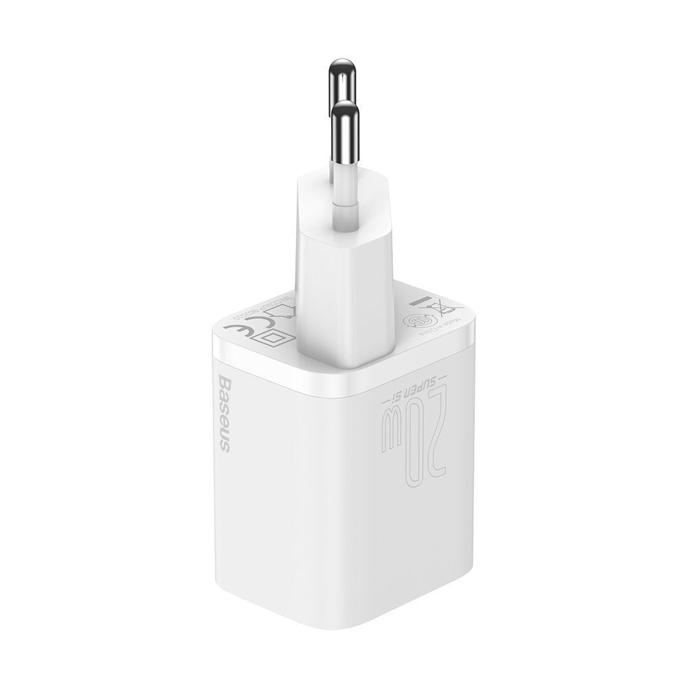 Punjač za mrežu sa Lightning kablom Baseus Super Si, 20W, 3A, 1 x USB-C, Beli TZCCSUP-B02