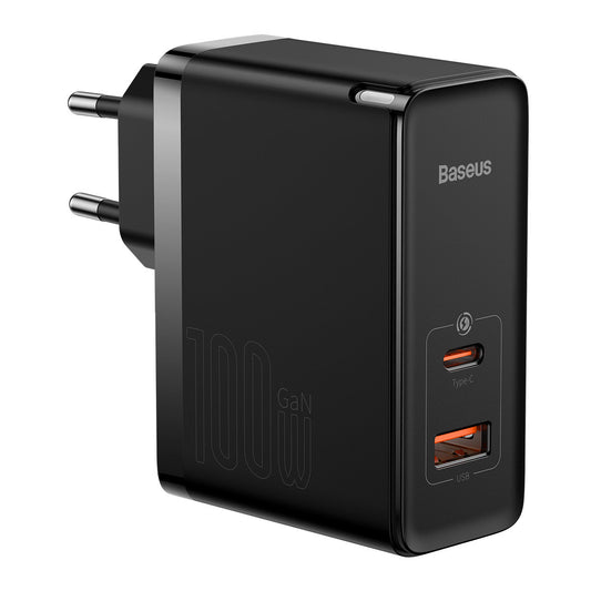 Mrežni punjač sa USB-C kablom Baseus GaN5 Pro, 100W, 3A, 1 x USB-A - 1 x USB-C, Crni CCGP090201