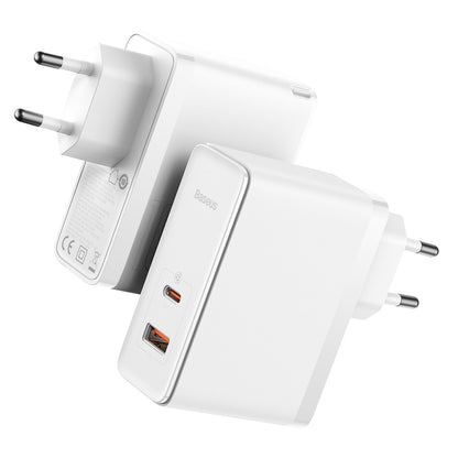Punjač mreže sa USB-C kablom Baseus GaN5 Pro, 100W, 3A, 1 x USB-A - 1 x USB-C, Beli CCGP090202