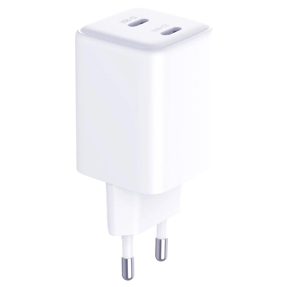 Network Charger with USB-C Cable 3MK HyperCharger, 45W, 3A, 2 x USB-C, White 