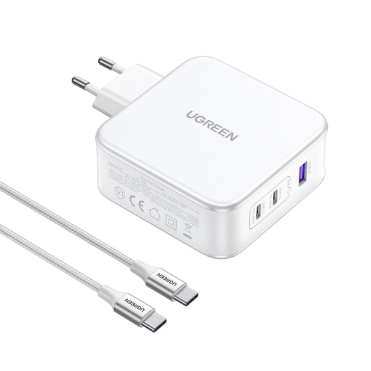UGREEN CD289, 140W, 5A, 1 x USB-A - 2 x USB-C, White 