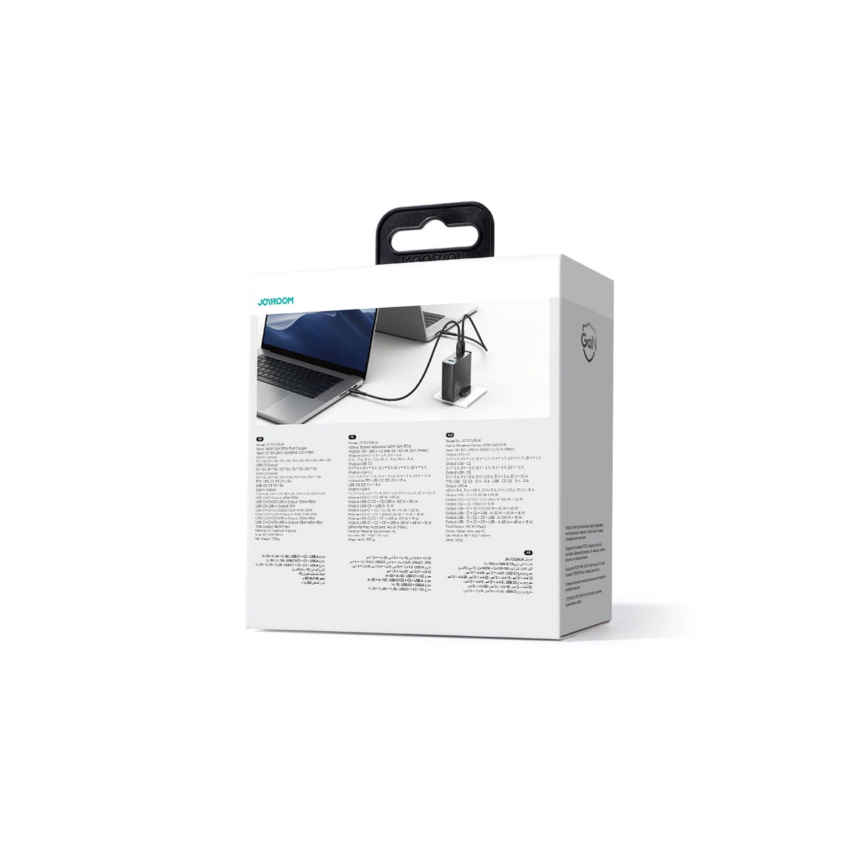 Punjač za mrežu sa USB-C kablom Joyroom JR-TCG05UK, 140W, 5A, 1 x USB-A - 3 x USB-C, UK, Crni
