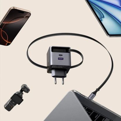 Punjač za mrežu sa USB-C kablom UGREEN X615, 65W, 3A, 1 x USB-A - 1 x USB-C, Sivi