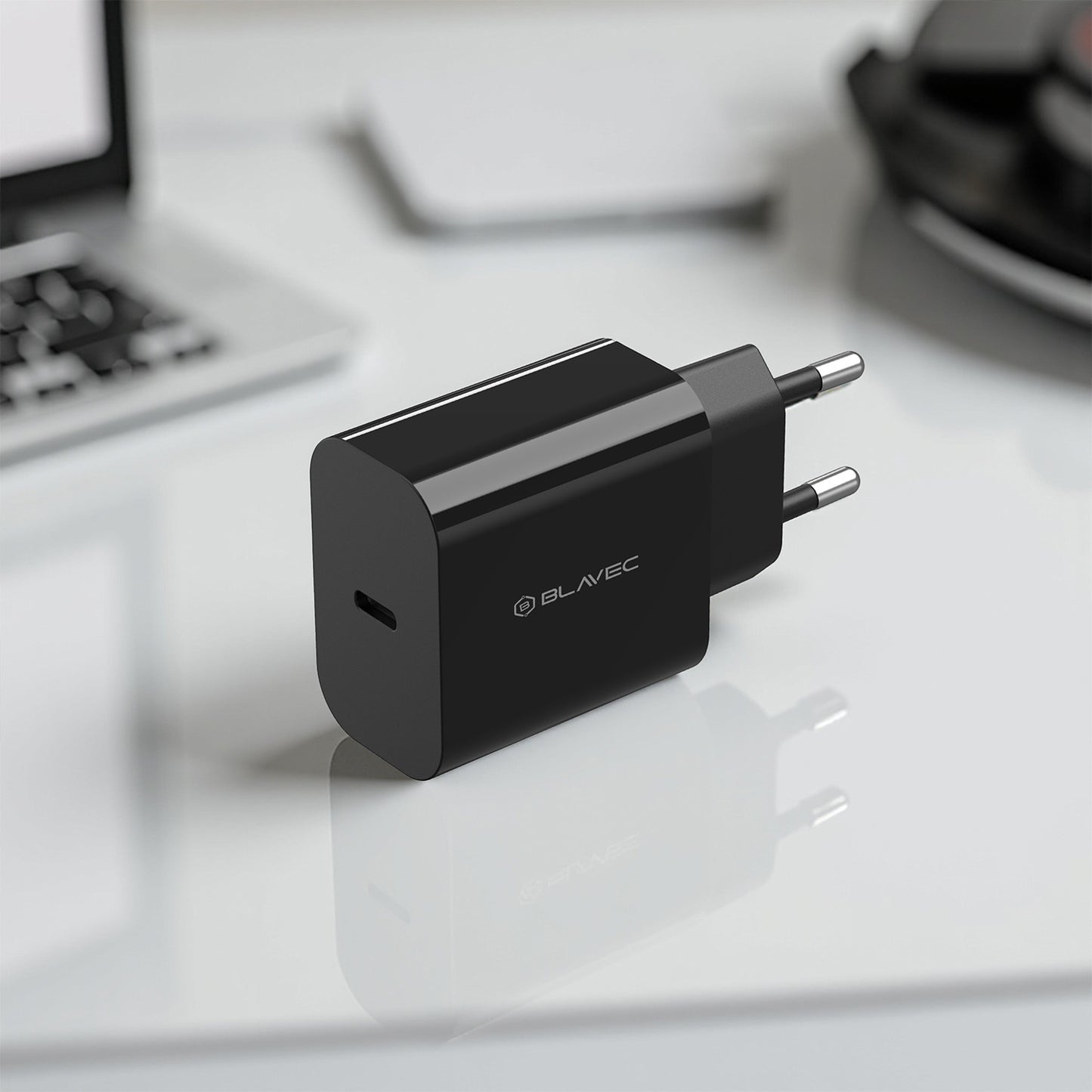 Punjač za mrežu sa USB-C kablom Blavec BC-7, 45W, 3A, 1 x USB-C, Crni
