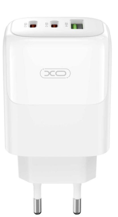 Punjač za mrežu sa USB-C kablom XO Design L139, 65W, 4.5A, 1 x USB-A - 2 x USB-C, Beli