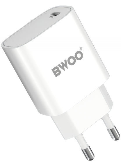 Punjač za mrežu sa Lightning kablom BWOO CDA159, 20W, 3A, 1 x USB-C, Bela