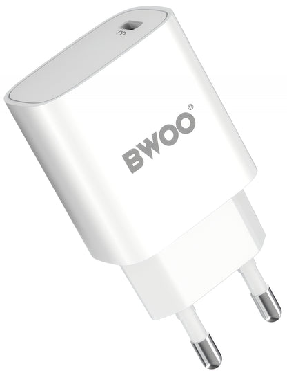 Punjač za mrežu sa USB-C kablom BWOO CDA159, 20W, 3A, 1 x USB-C, Bel