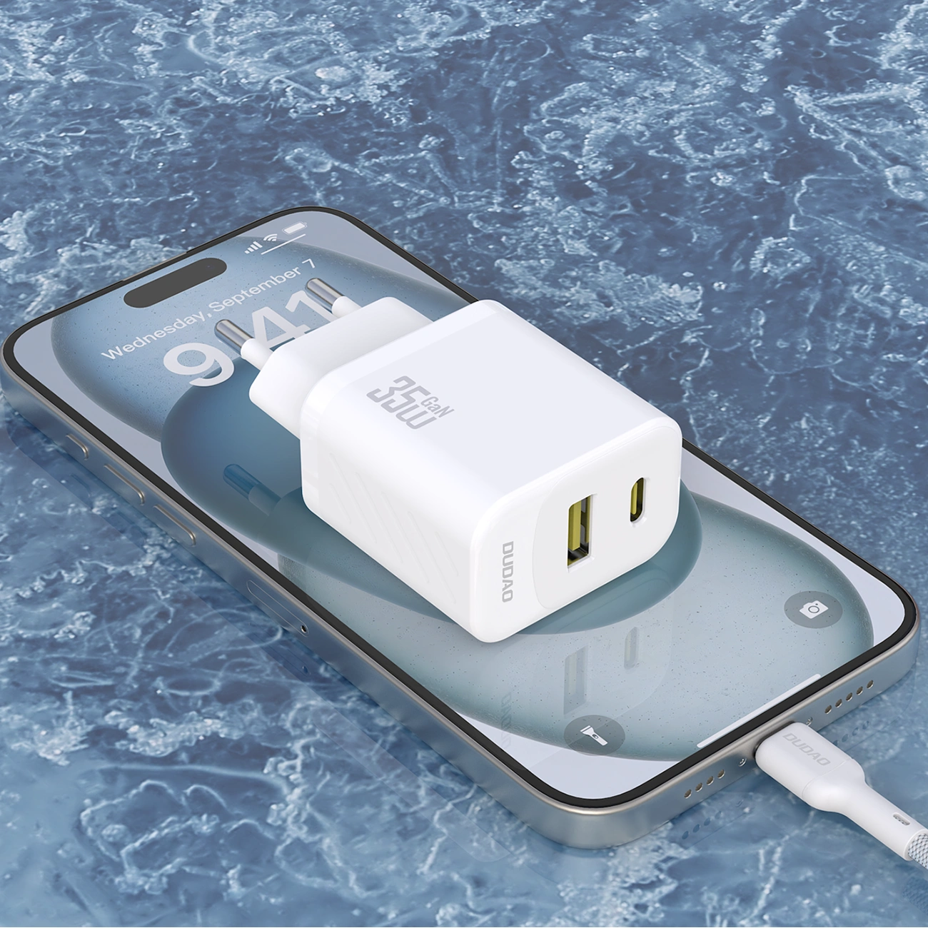 Punjač za mrežu sa USB-C kablom Dudao A27Max, 35W, 1 x USB-A - 1 x USB-C, Beli