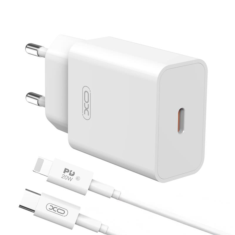Mrežni punjač sa Lightning kablom XO Design L126, 20W, 3A, 1 x USB-C, Bela